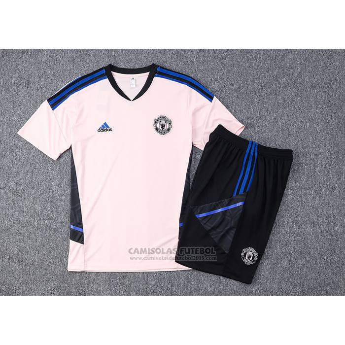 Fato de Treino Manchester United Manga Curta 2022-2023 Rosa - Calcas Curta